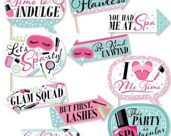 SPA Party Photo Booth Props Spa Party Birthday Printable - Etsy