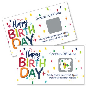 Cheerful Happy Birthday - Colorful Birthday Party Scratch Off Game - Birthday Party Game Cards - Set of 22