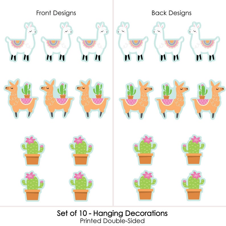 Llama Party Baby Shower and Birthday Decor Hanging Whole Llama Fun Outdoor Llama Fiesta Porch /& Tree Yard Decorations 10 Pc.