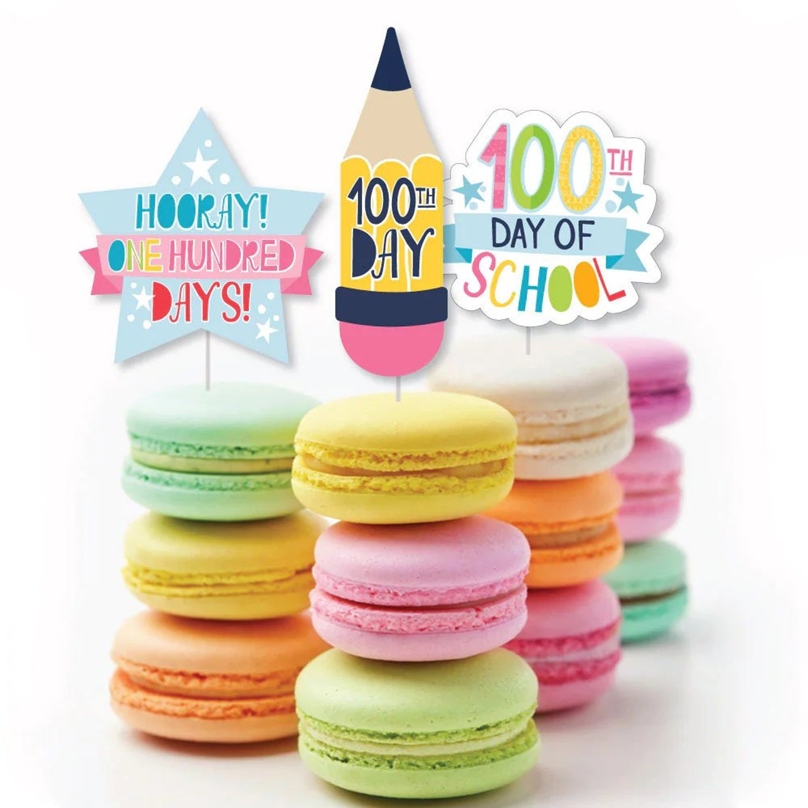Happy 100th Day of School Dessert Cupcake Toppers 100 Days - Etsy