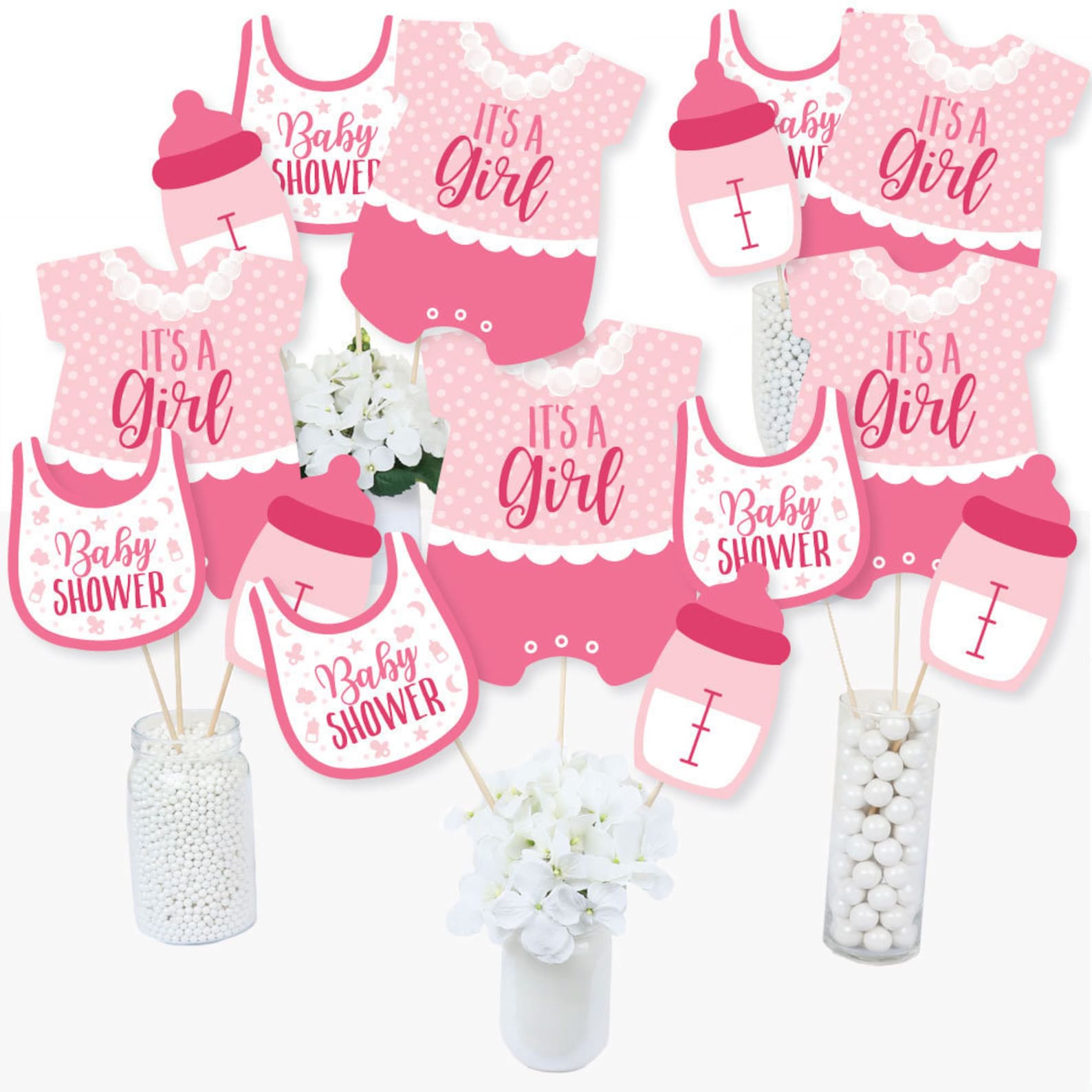 Its a Girl Pink Baby Shower Centerpiece Sticks Table Etsy