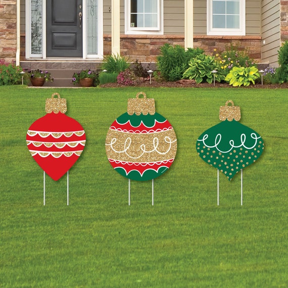 Ornaments - Outdoor Lawn Sign Decorations with Stakes - Holiday and Christmas Party Yard Display - 3 Pieces Il_570xn