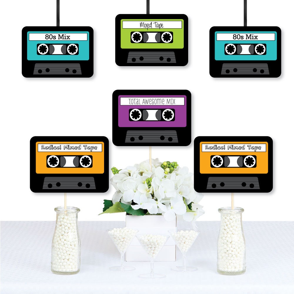 HOMEZZO Vintage Cassette Tape Party Decorations - 2 Pre-Assembled Banners For 80s/90s Theme