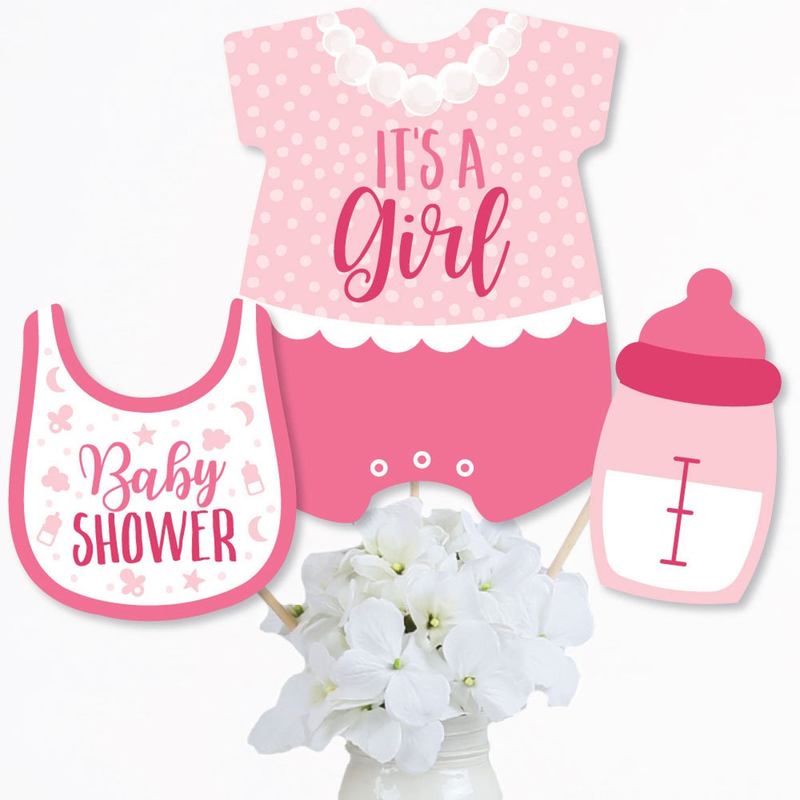 Its a Girl Pink Baby Shower Centerpiece Sticks Table Etsy