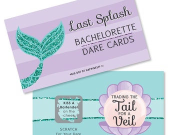 Bachelorette Party Game - Trading The Tail For A Veil - Mermaid Party Scratch Off Dare Cards - Bridal Shower Game - 22 ct.