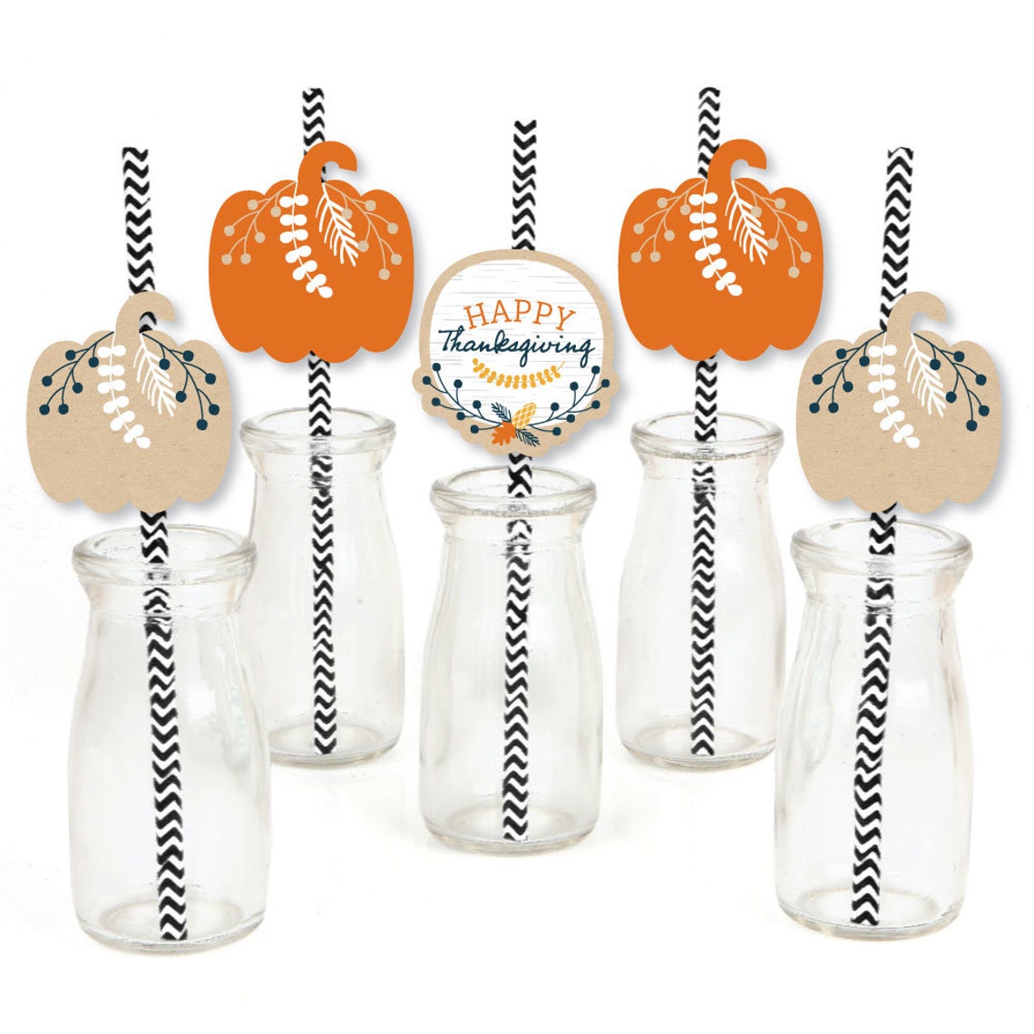 Happy Thanksgiving Paper Straws And Toppers