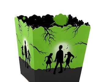 Zombie Zone - Party Mini Favor Boxes - Halloween or Birthday Zombie Crawl Party Treat Candy Boxes - Set of 12