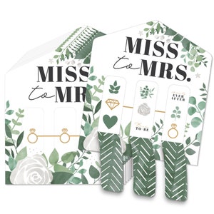 Boho Botanical Bride - Greenery Bridal Shower and Wedding Party Game Pickle Cards - Pull Tabs 3-in-a-Row - Set of 12
