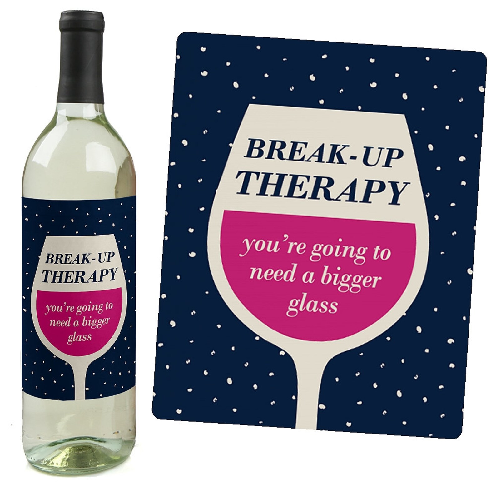Break-up Therapy Wine Bottle Labels for Women and Men Set | Etsy