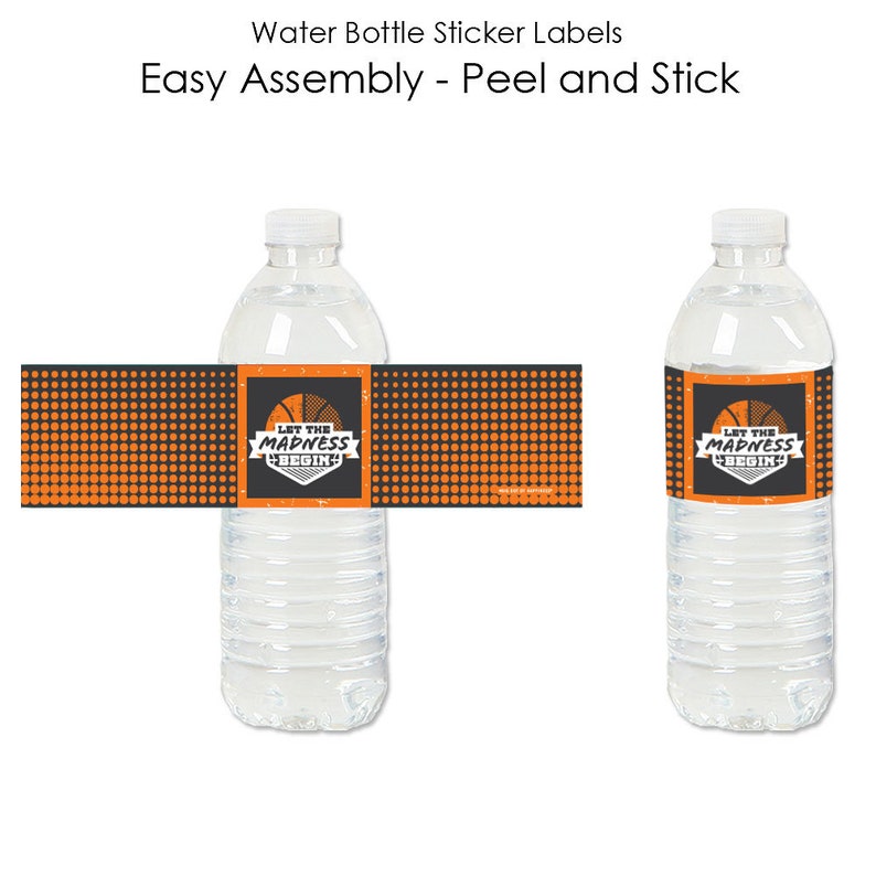 Let the Madness Begin College Basketball Party Water Bottle Sticker Labels Set of 20 Basketball