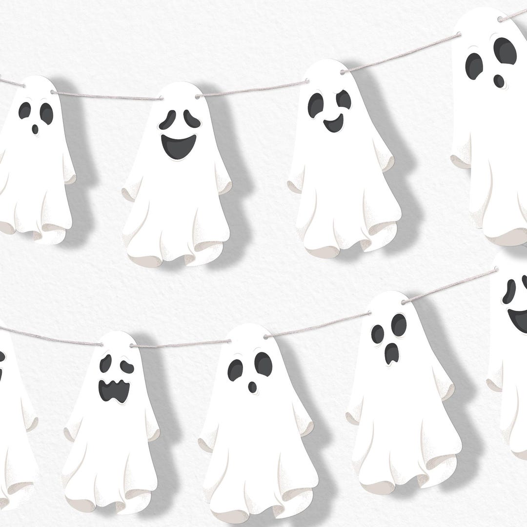 Ghost Chapes Spooky Ghost Garland Banner, Halloween Party Decorations Backdrop, 30 ...
