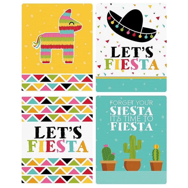 Let's Fiesta Wine Labels Mexican Party Wine Labels Etsy