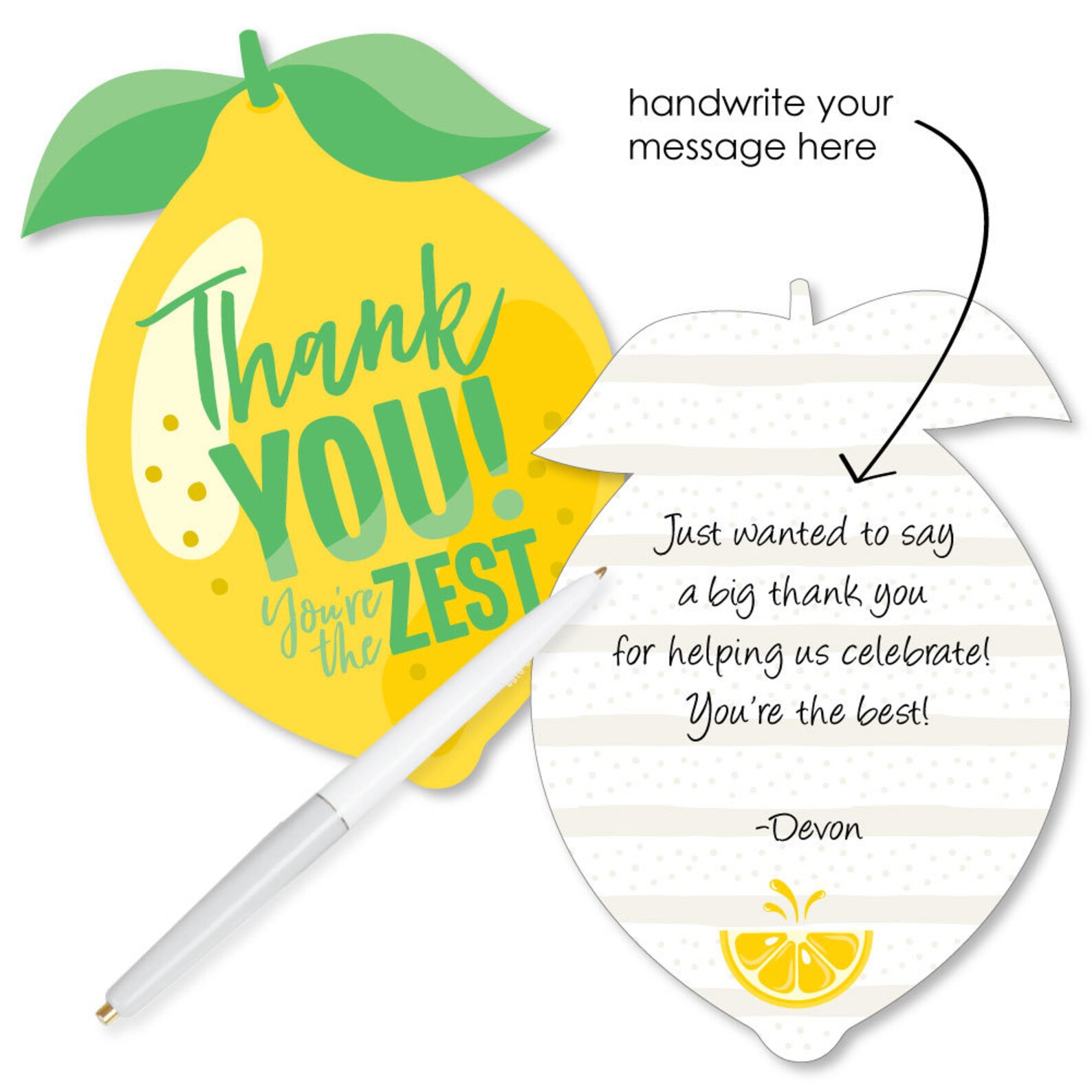 So Fresh Lemon Shaped Thank You Cards Citrus Lemonade Etsy