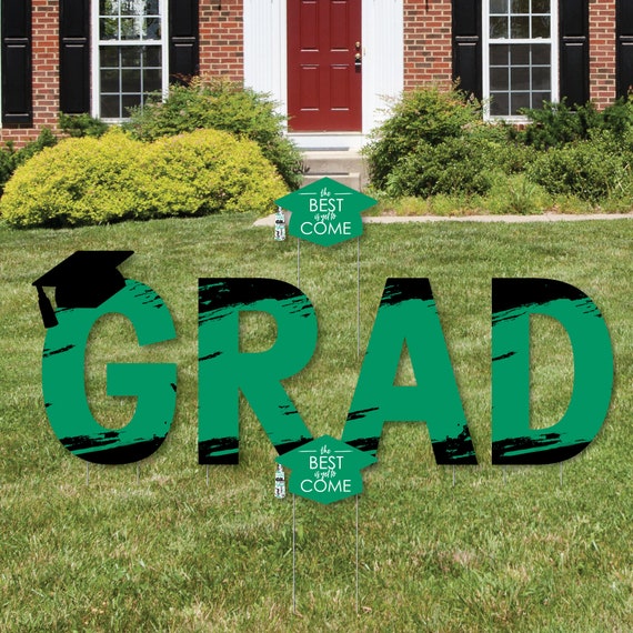Green Grad Best is Yet to Come Yard Sign Outdoor Lawn Decorations