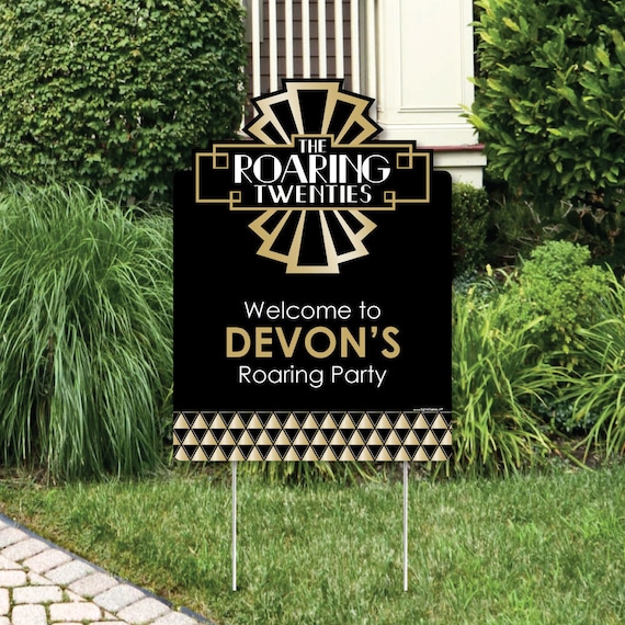 Roaring 20 S Welcome Sign 1920s Art Deco Jazz Party Etsy