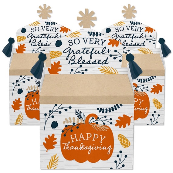 Big Dot of Happiness Friends Thanksgiving Feast - Treat Box Party Favors -  Friendsgiving Party Goodie Gable Boxes - Set of 12
