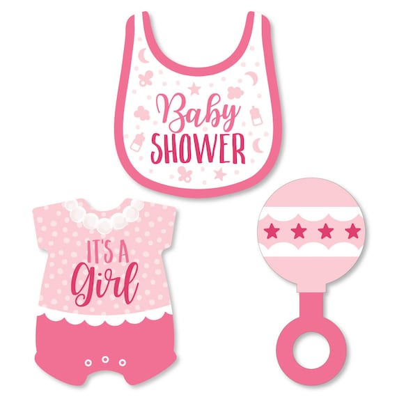 It’s a Girl DIY Shaped Pink Baby Shower CutOuts 24 Count by Big