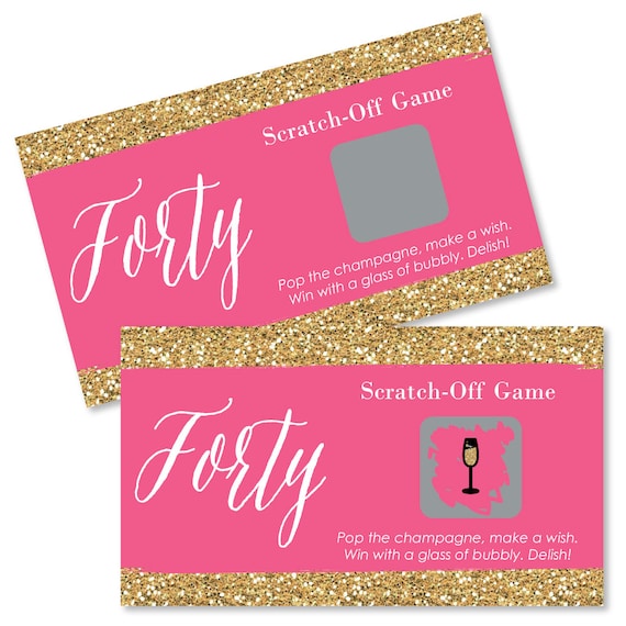 Chic 40th Birthday – Pink and Gold Party Scratch Off Game - Birthday Party Game Cards - 22 Count Il_570xn