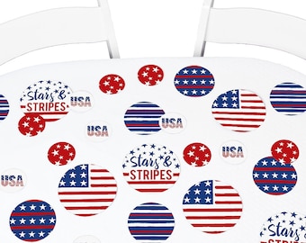 Stars and Stripes - Memorial Day, 4th of July, Labor Day USA Patriotic Party Giant Circle Confetti - Party Decoration - Large Confetti 27 Ct