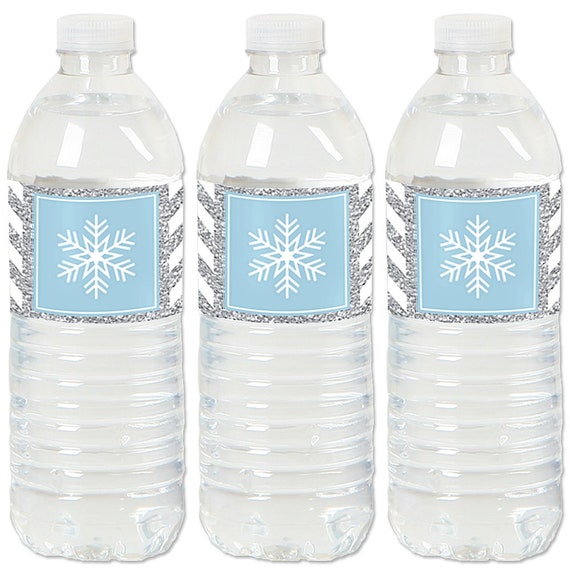 Winter Wonderland - Water Bottle Sticker Labels - Self Stick Labels - Snowflake Holiday Party & Winter Wedding Favors - 20 Ct. Il_570xn