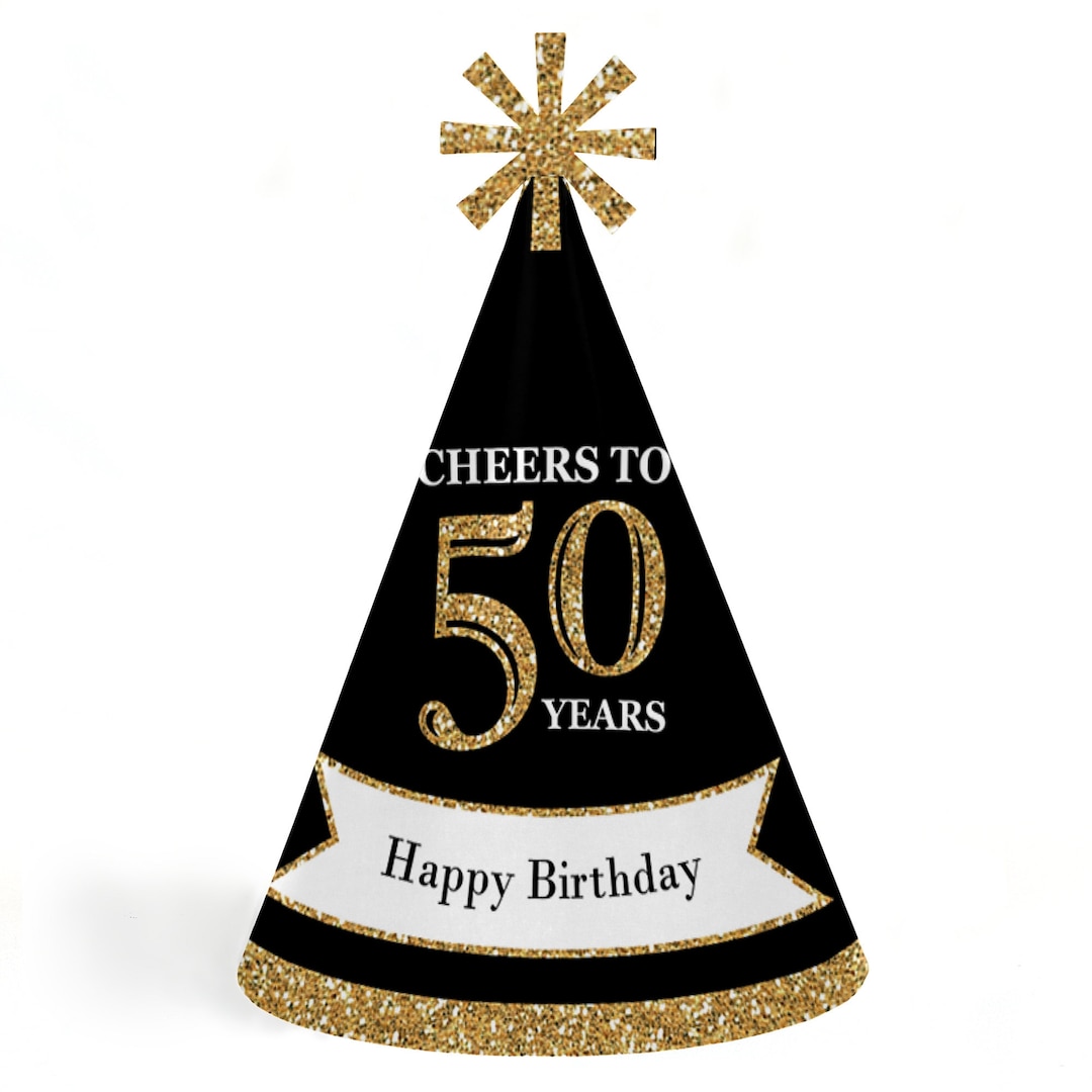 50th Birthday Party Cone Happy Birthday Party Hats for Adults