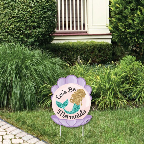 Let’s Be Mermaids Outdoor Lawn Sign Baby Shower or Birthday Party