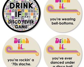 70's Disco - Drink If 1970s Disco Fever Party Game - Seventies Party - Adult Drinking Game - Dance Party Theme - Totally 70s Party - 24 Ct.