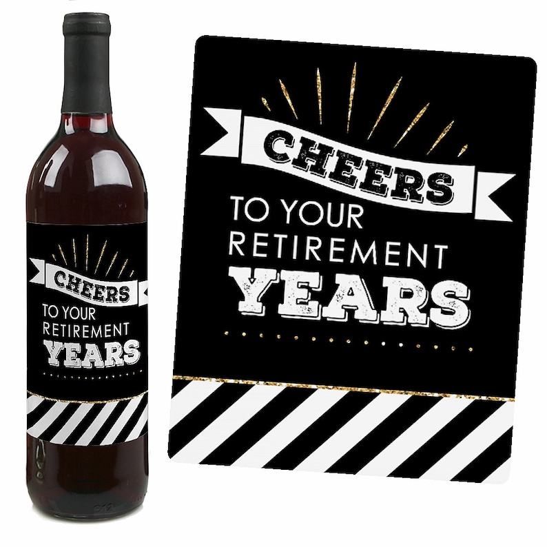 Happy Retirement Wine Bottle Sticker Labels Retirement Etsy