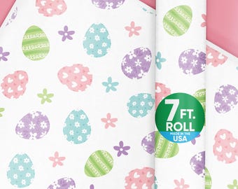 Spring Easter Wrapping Paper, Holiday Easter Gift Wrap Roll, Pastel Eggs Gift Paper, 24 in x 7 feet