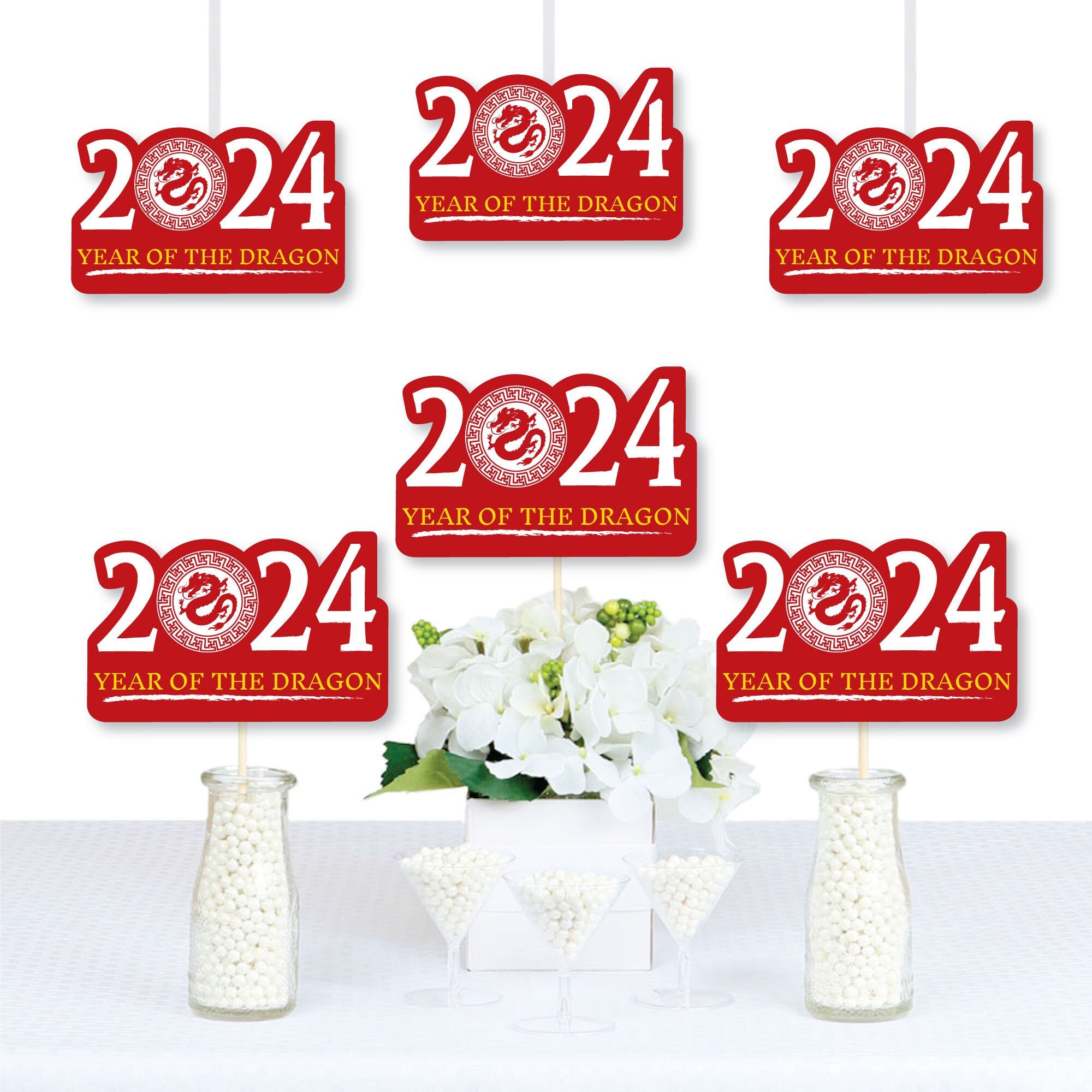Big Dot of Happiness 2024 Gold Graduation Decorations - DIY Party  Essentials - Set of 20