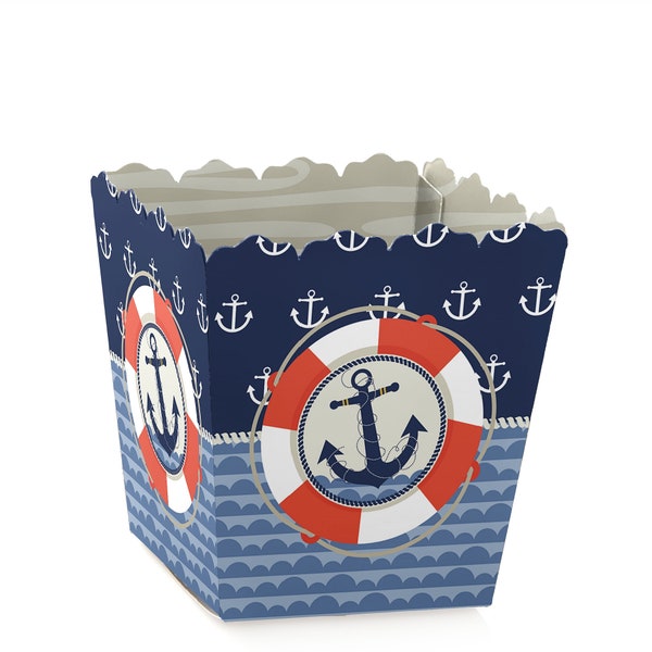 Ahoy - Nautical - Party Mini Favor Boxes - Baby, Bridal Shower or Birthday Party Treat Candy Boxes - Set of 12