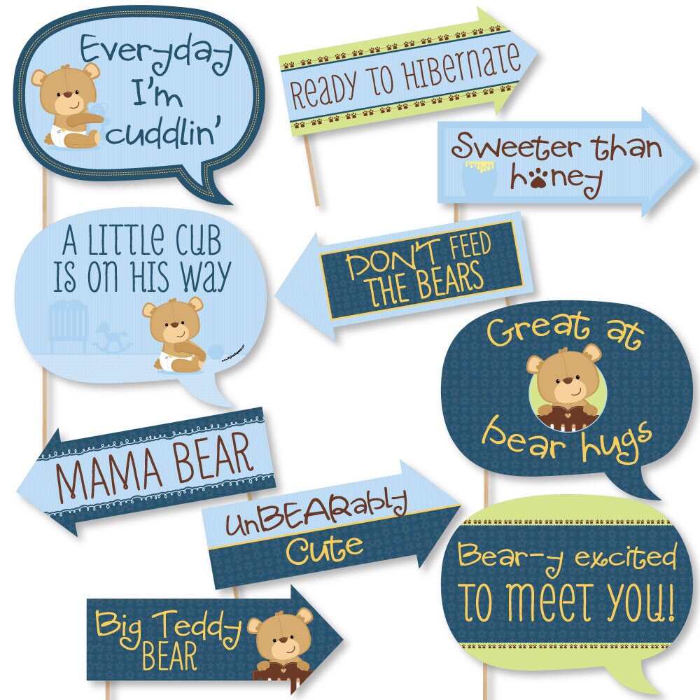 Funny Boy Teddy Bear Baby Shower Photo Booth Props Teddy Bear Boy Baby Shower Photo Booth Prop Kit 10 Props