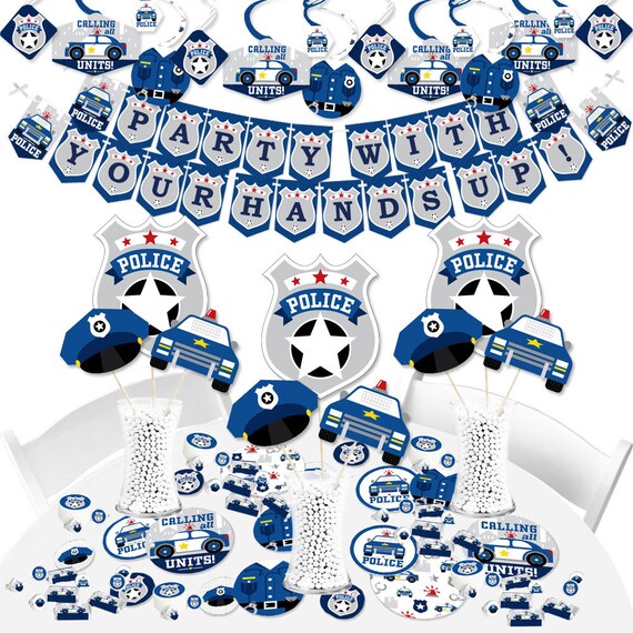 Calling All Units - Police - Cop Birthday Party or Baby Shower Supplies - Banner Decoration Kit - Fundle Bundle Il_570xn
