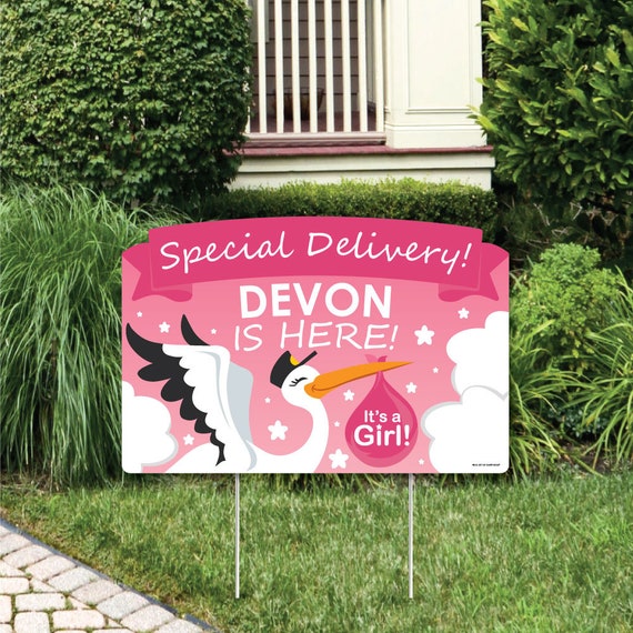 Girl Special Delivery It’s A Girl Stork Baby Shower Yard Sign Lawn