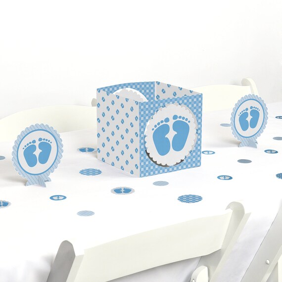 Baby Feet Blue Centerpiece Table Decoration Kit Baby Shower