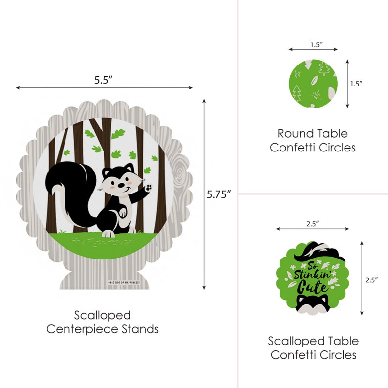Woodland Skunk Little Stinker 39 Ct Skunk Birthday Decor Custom Centerpiece /& Table Decoration Kit Skunk Baby Shower Centerpiece
