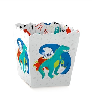 Roar Dinosaur - Party Mini Favor Boxes - Dino Mite T-Rex Baby Shower or Birthday Party Treat Candy Boxes - Set of 12