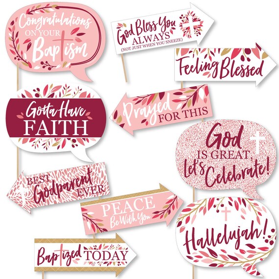 Party Decorations Large Confetti 27 Count Girl Religious Party Giant Circle Confetti Big Dot of Happiness Pink Elegant Cross