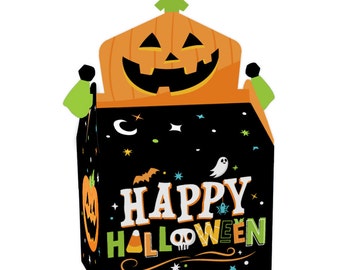 Jack-O'-Lantern Halloween - Treat Box Party Favors - Kids Halloween Party Goodie Gable Boxes - Set of 12