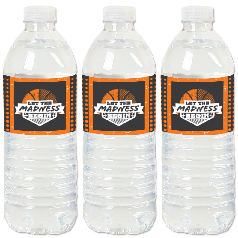Let the Madness Begin College Basketball Party Water Bottle Sticker Labels Set of 20 Basketball