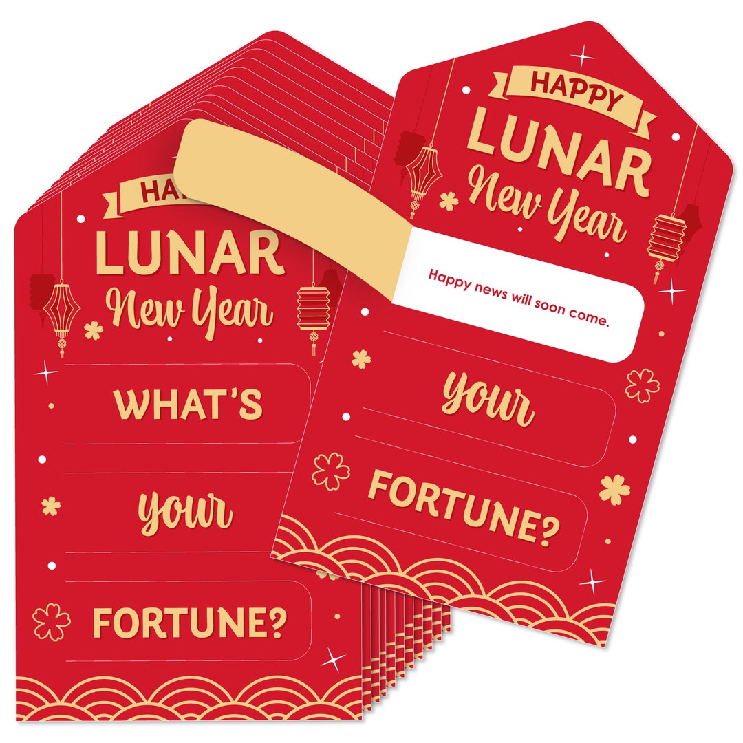 Lunar New Year - Game Pickle Cards - Fortune Pull Tabs - Set of 12 - Etsy