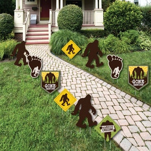 Sasquatch Crossing - Decoraciones para el césped - Fiesta al aire libre Bigfoot o fiesta de cumpleaños Decoraciones para el patio - 10 piezas
