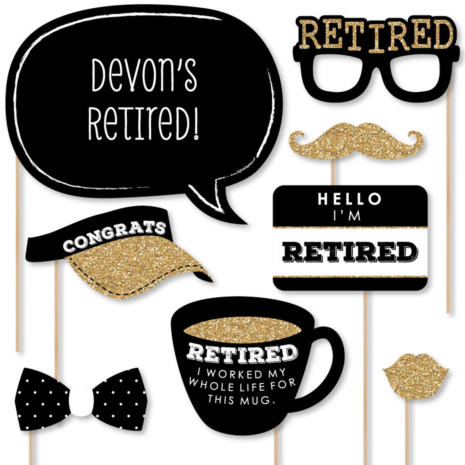 Happy Retirement Photo Booth Props Retirement Party Etsy
