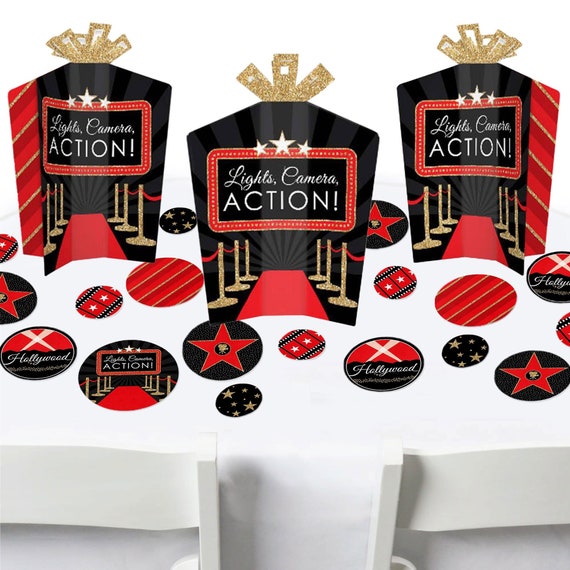 Red Carpet Hollywood Movie Night Party Decor and Confetti Terrific