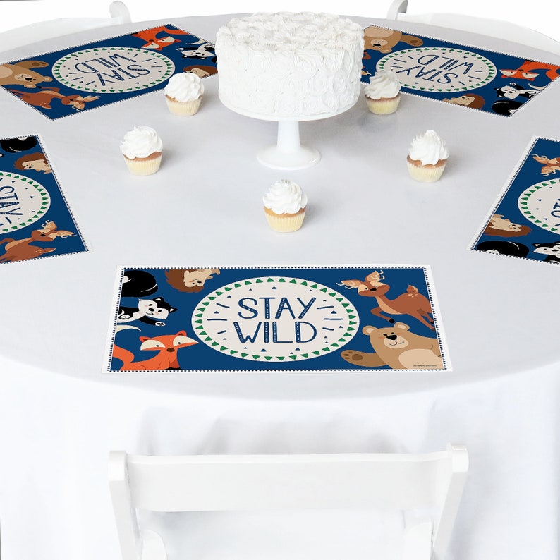 Forest Animals Stay Wild Party Table Decorations Woodland Baby Shower or Birthday Party Placemats Forest Animals 12 Ct