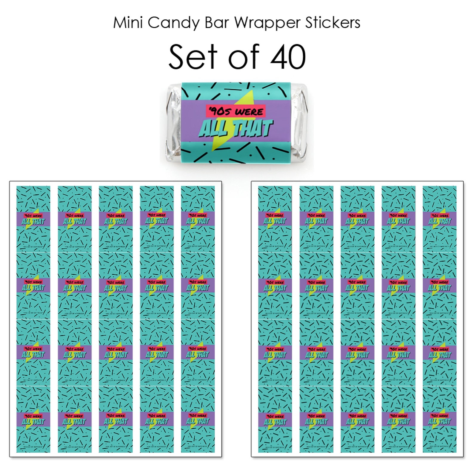 90's Throwback Mini Candy Bar Wrapper Stickers 1990s Etsy
