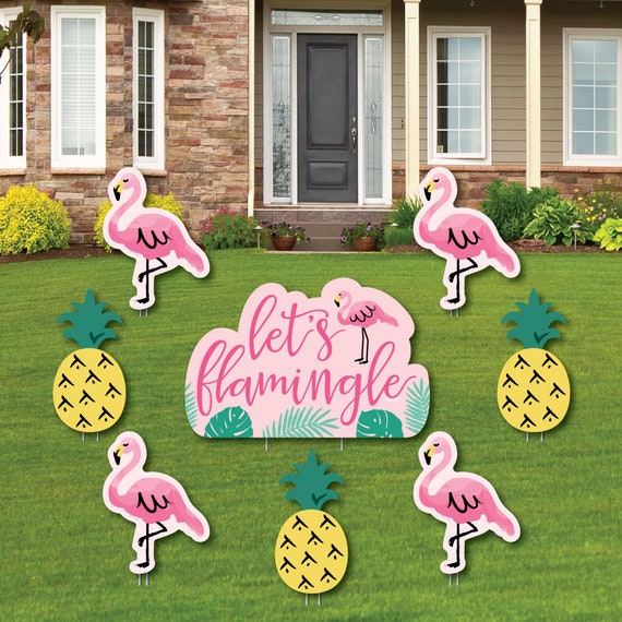 Pink Flamingo Shaped Lawn Decorations Tropical Summer