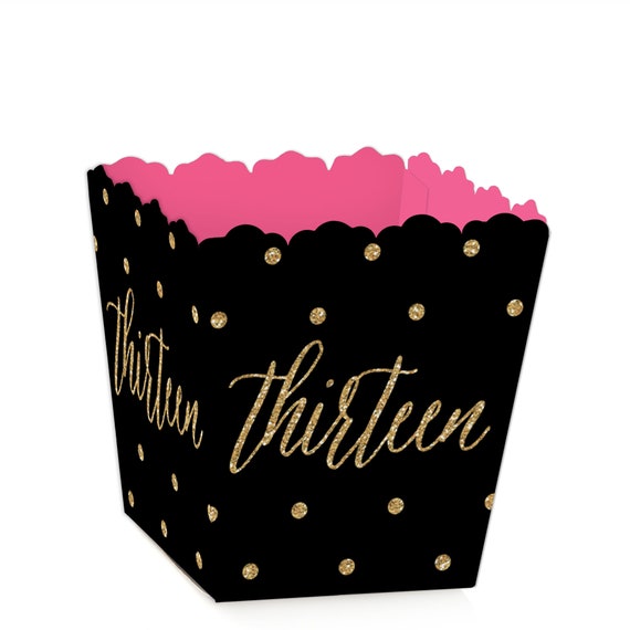 Chic 13th Birthday - Pink, Black and Gold - Party Mini Favor Boxes - Birthday Party Treat Candy Boxes - Set of 12 Il_570xn