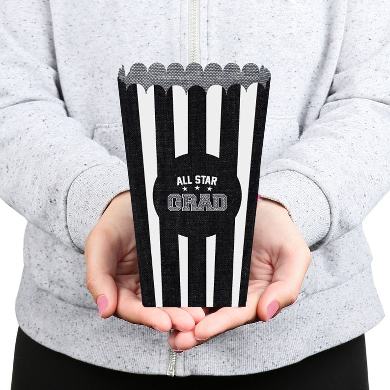 Personalized Graduation Popcorn Favor Treat Boxes Set of 12 All Star Grad