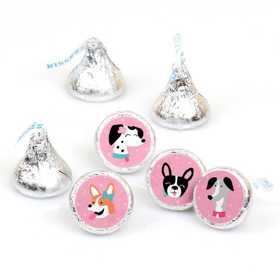 108 PUPPY DOG Birthday Party Favors Stickers Labels for Hershey Kiss